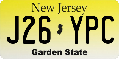 NJ license plate J26YPC