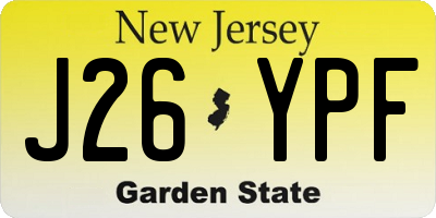 NJ license plate J26YPF