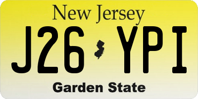 NJ license plate J26YPI