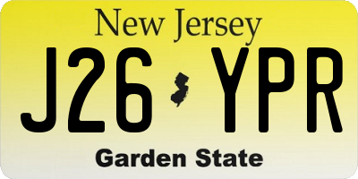 NJ license plate J26YPR