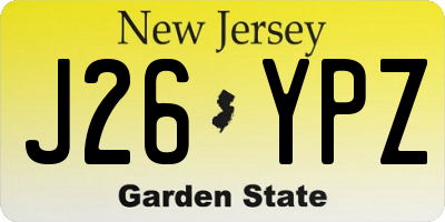 NJ license plate J26YPZ