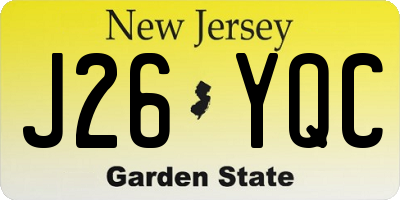 NJ license plate J26YQC