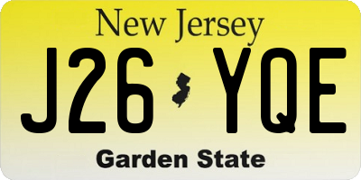 NJ license plate J26YQE