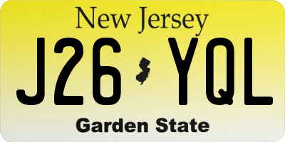 NJ license plate J26YQL