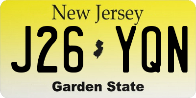 NJ license plate J26YQN