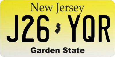 NJ license plate J26YQR