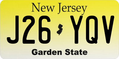 NJ license plate J26YQV