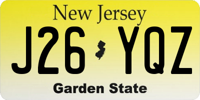 NJ license plate J26YQZ