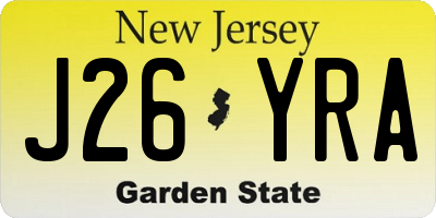 NJ license plate J26YRA