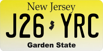 NJ license plate J26YRC