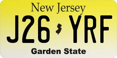 NJ license plate J26YRF