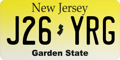NJ license plate J26YRG
