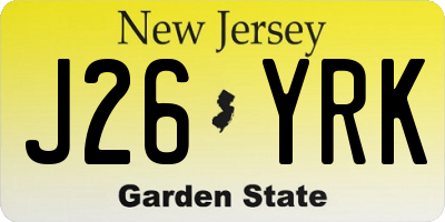 NJ license plate J26YRK
