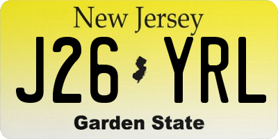 NJ license plate J26YRL