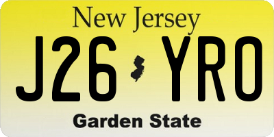 NJ license plate J26YRO