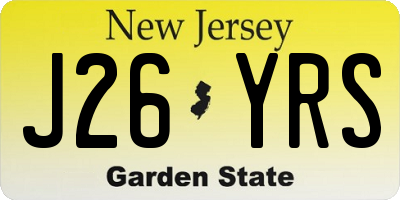 NJ license plate J26YRS