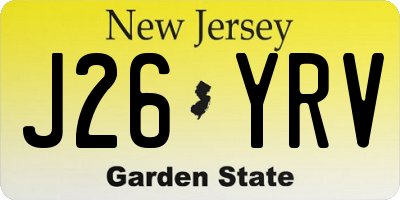 NJ license plate J26YRV