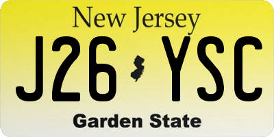 NJ license plate J26YSC