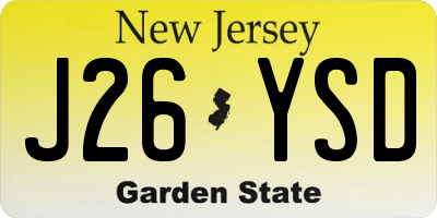 NJ license plate J26YSD