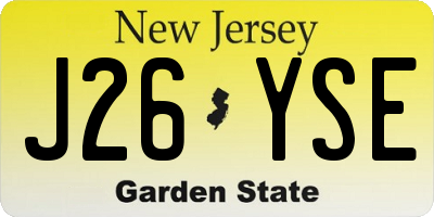 NJ license plate J26YSE