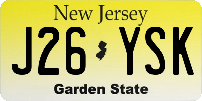 NJ license plate J26YSK