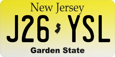 NJ license plate J26YSL