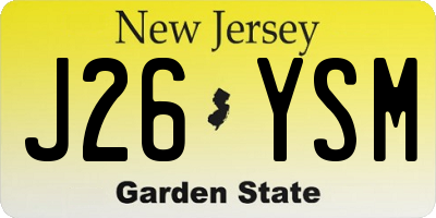 NJ license plate J26YSM