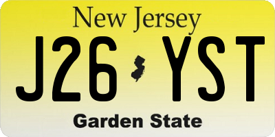 NJ license plate J26YST