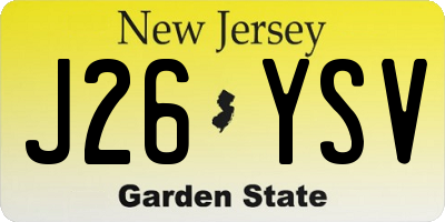 NJ license plate J26YSV