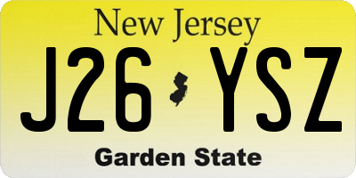 NJ license plate J26YSZ