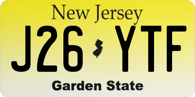 NJ license plate J26YTF