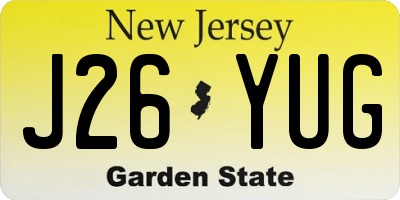 NJ license plate J26YUG