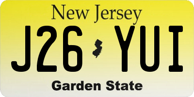 NJ license plate J26YUI