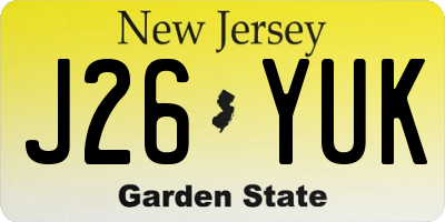 NJ license plate J26YUK