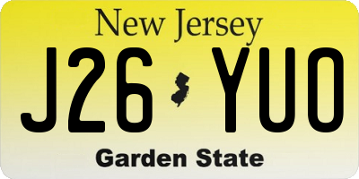 NJ license plate J26YUO