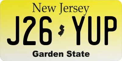 NJ license plate J26YUP