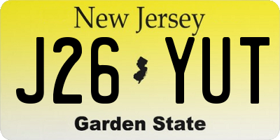 NJ license plate J26YUT