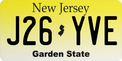 NJ license plate J26YVE