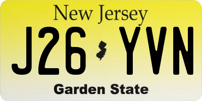 NJ license plate J26YVN