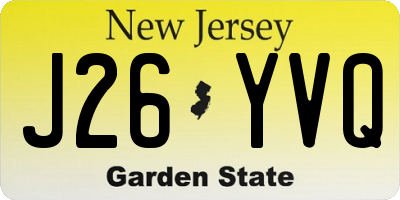 NJ license plate J26YVQ