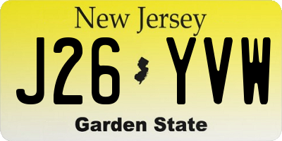 NJ license plate J26YVW