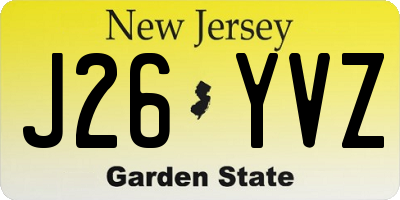 NJ license plate J26YVZ