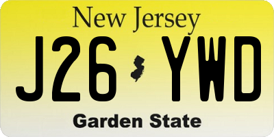 NJ license plate J26YWD