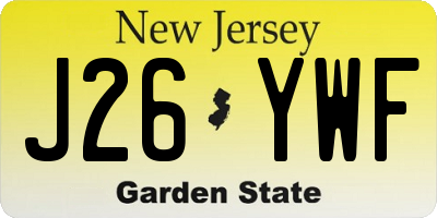NJ license plate J26YWF