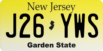 NJ license plate J26YWS