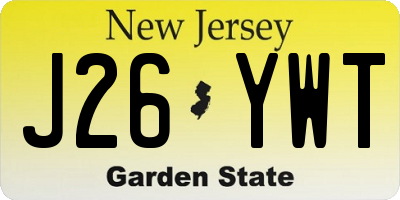 NJ license plate J26YWT