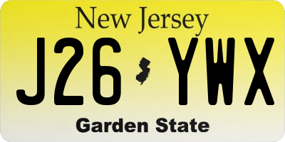 NJ license plate J26YWX