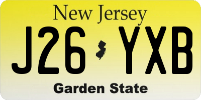 NJ license plate J26YXB