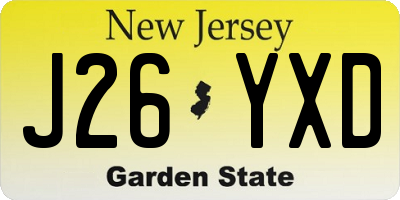 NJ license plate J26YXD