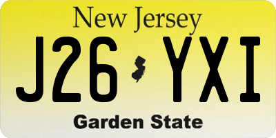 NJ license plate J26YXI